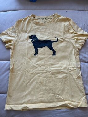 The Black Dog Pale Yellow Tee with Navy Dog Silhouette